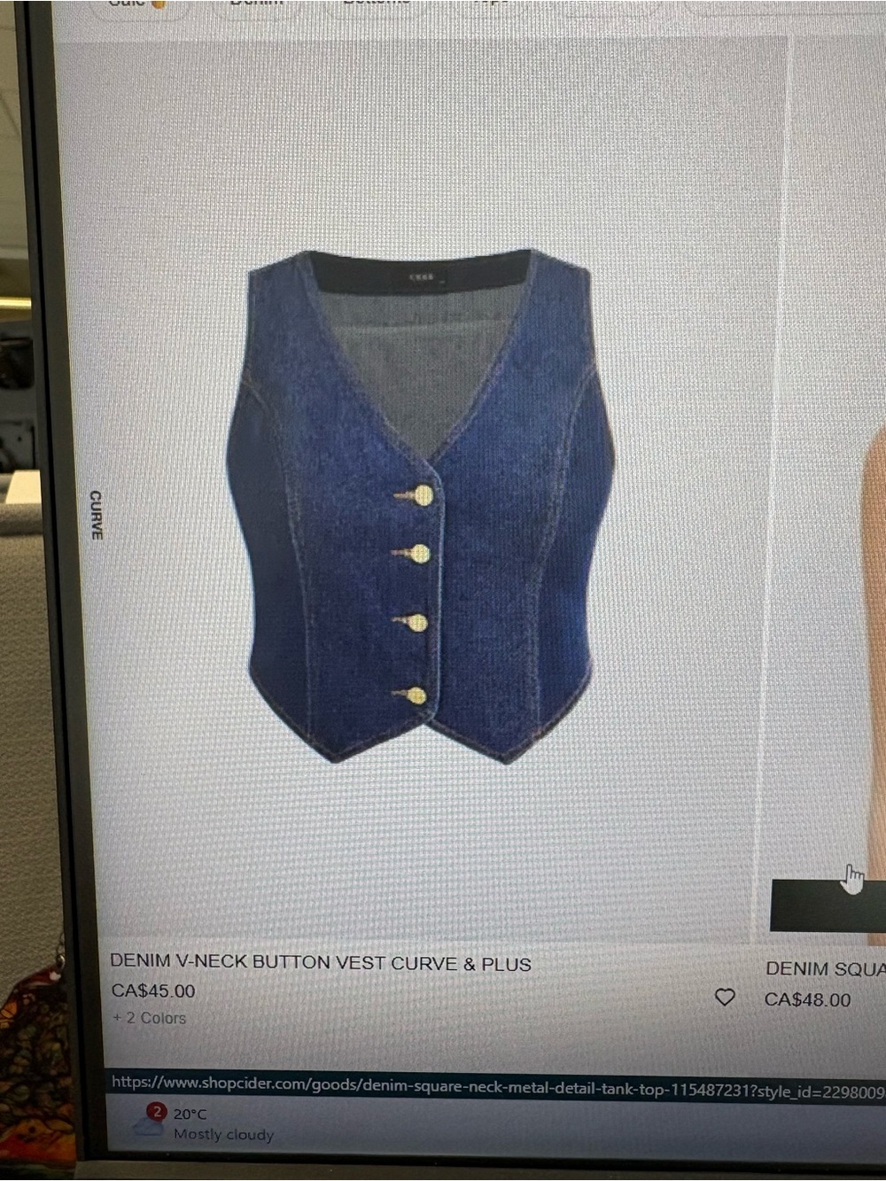 Cider Dark Blue Denim vest with Contrast Stitching